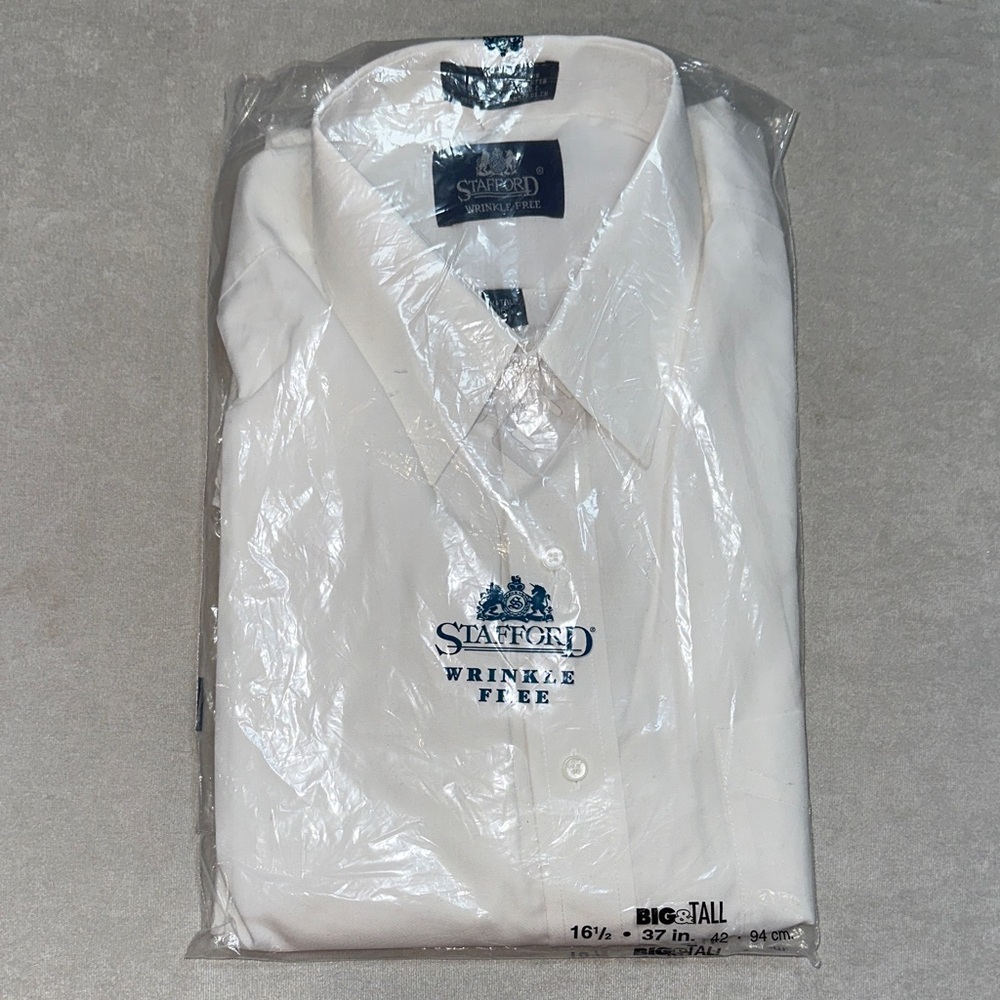 NWT Stafford White Men's Dress Shirt - Wrinkle-Free Big & Tall